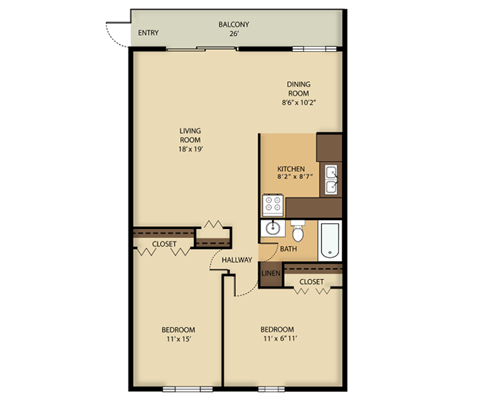 White Oak Farms: 2 bedroom, 1 bathroom apartment